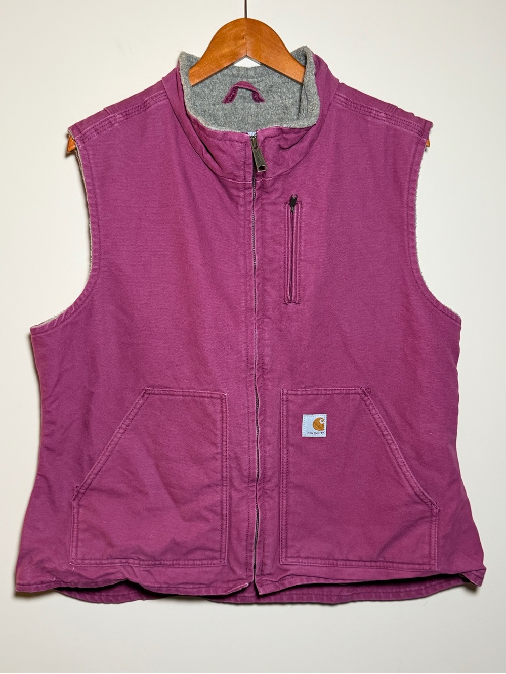 Carhartt Women XL 16/18 WV001 Purple Sandstone Sherpa Lined Mock Neck Vest
